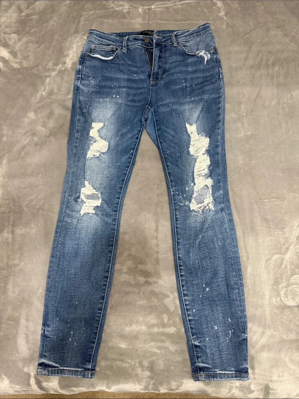 Judy Blue Distressed Medium Blue Skinny Jeans style JB88197 item 72506